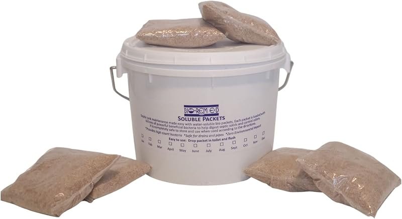 Industrial Strength Septic Tank Treatment, Flushable Live Bacteria Packets, Dissolvable Sewer & Drain Line Treatment