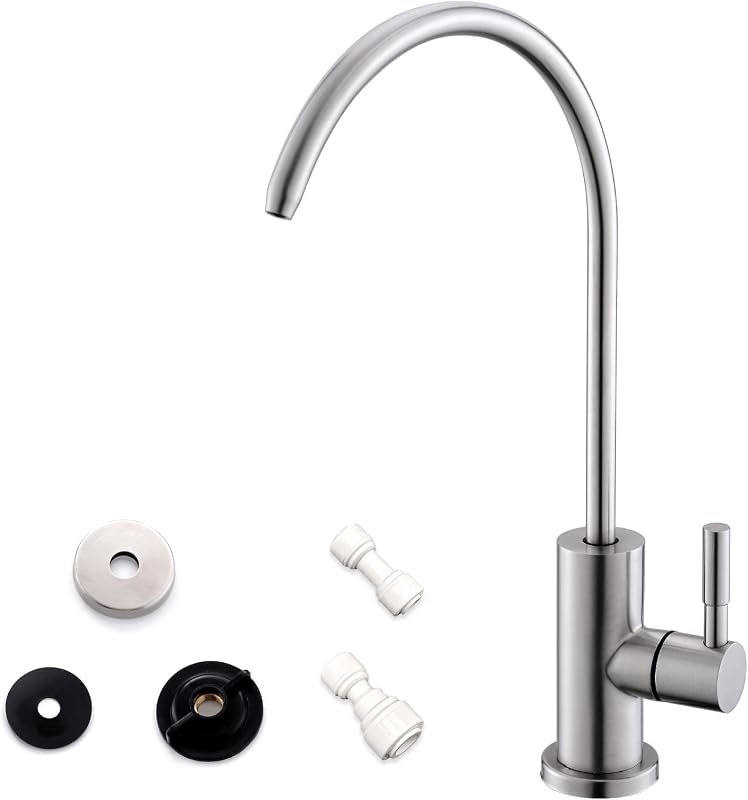 WEWE Drinking Water Faucet for RO System and Bar Sink, Brushed Nickel — well water air gap for well water air gap