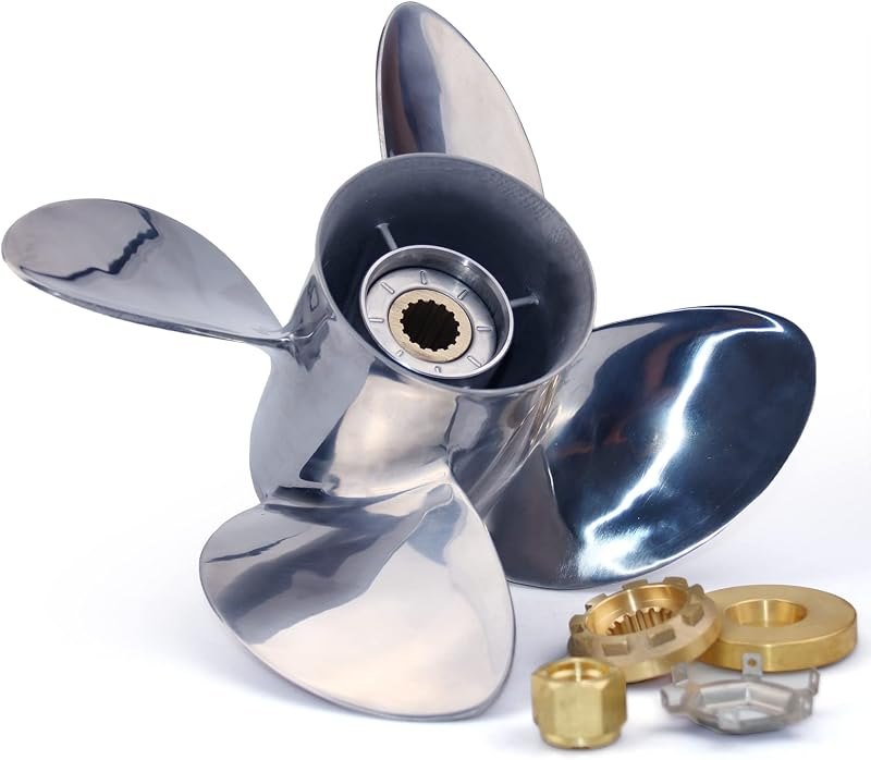 CAPTAIN 4 Blades Stainless Steel Boat Propeller fit Mercury, 13 Diameter x 19 Pitch, 15 Spline Tooth Outboard Engines
