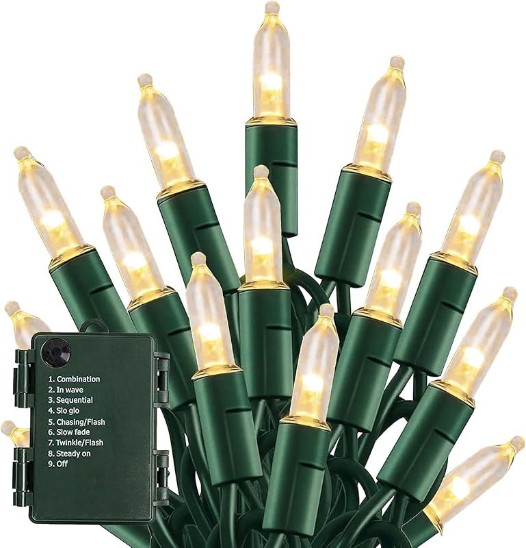 Battery Operated Christmas Lights, 50 LED 16FT Christmas Lights Outdoor, Waterproof Mini String Lights with 8 Modes