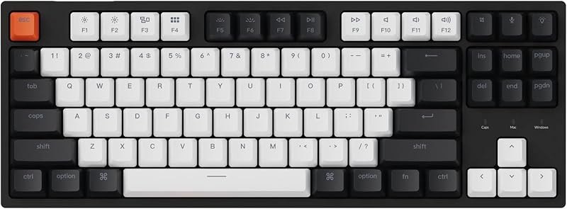Keychron C1 87 Key TKL Wired Mechanical Keyboard for Mac Windows, 80% Layout Gateron Brown Switch White LED Backlit