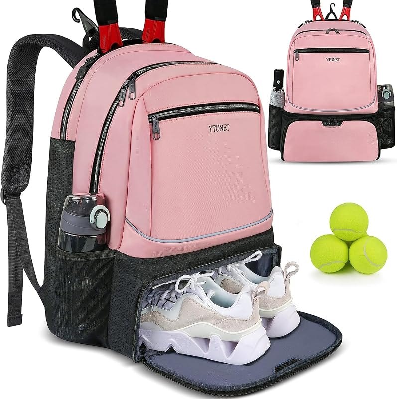 Ytonet Tennis Bag Tennis Backpack for Women Men 2 Rackets — Pink Pickleball Shoes for pink pickleball shoes