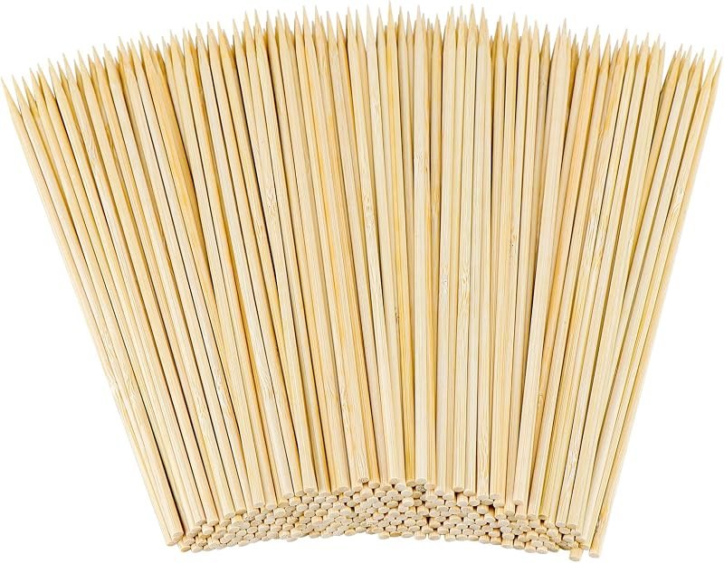 Hysagtek 300 Pcs Natural Wooden Bamboo Skewers Chocolate Fountain Fondue Sticks for BBQ Fruit Cocktail Kabob Grilling