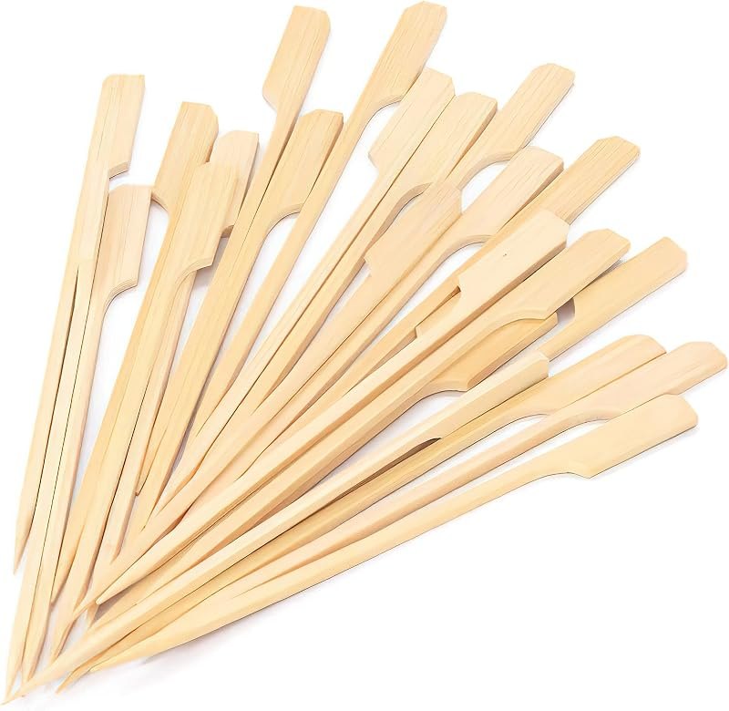 3.5 Inch Bamboo Skewers 100PCS Food Appetizer Toothpicks Wide Flat Paddle Bamboo Wood Picks for Cocktail, Marshmallow