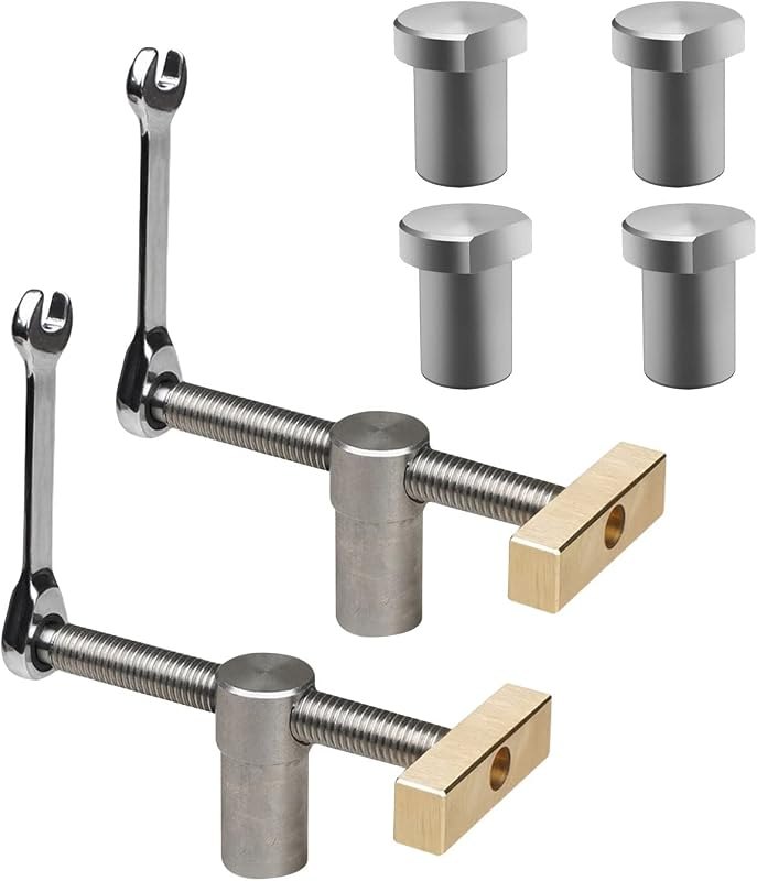 Bench Dog, 2Pcs Dog Hole Clamp Woodworking Bench Clamp with 4 Pcs 20mm Bench Dogs Hole Adjustable Workbench Stop