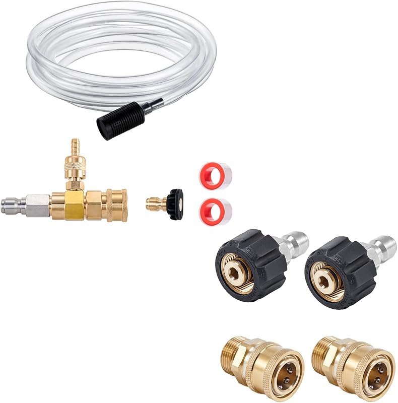 Downstream Injector for Pressure Washer, 3/8 Inch Quick Connect, Pressure Washer Quick Connect Fittings, 4 Pieces, M22
