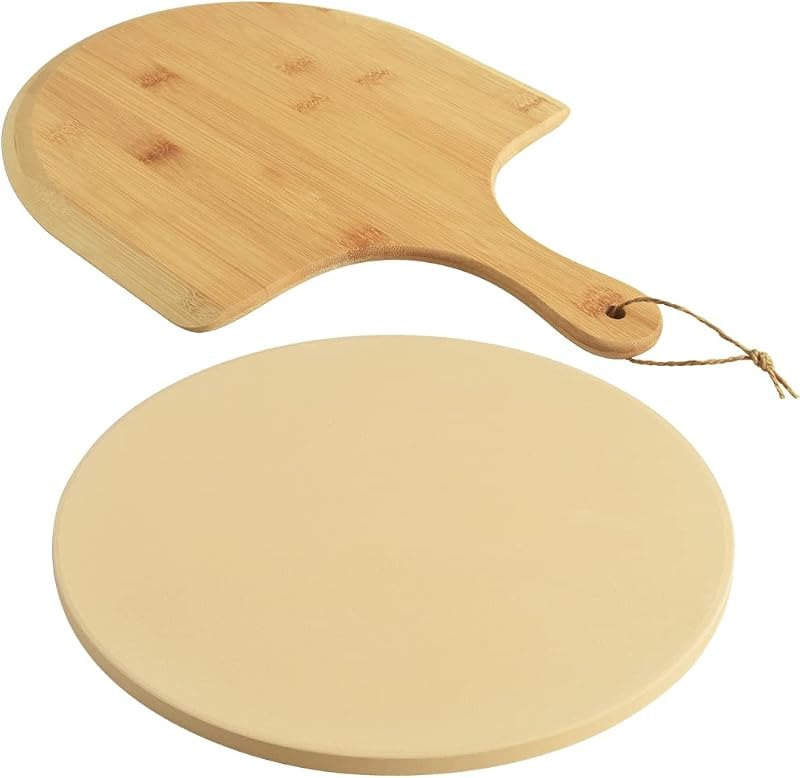 homEdge Pizza Stone Set, Heavy Duty Round Cordierite Baking Stone for Bread, Pizza, Thermal Shock Resistant Cooking