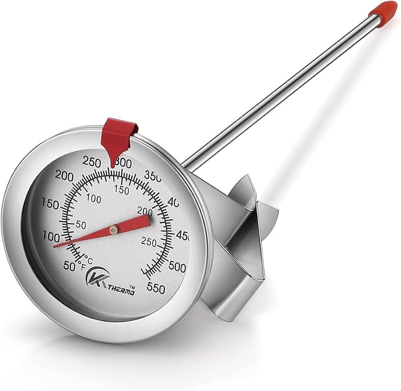 KT THERMO Candy/Deep Fry Thermometer with Instant Read,Oil Thermometer,8" Stainless Steel Stem Meat Cooking