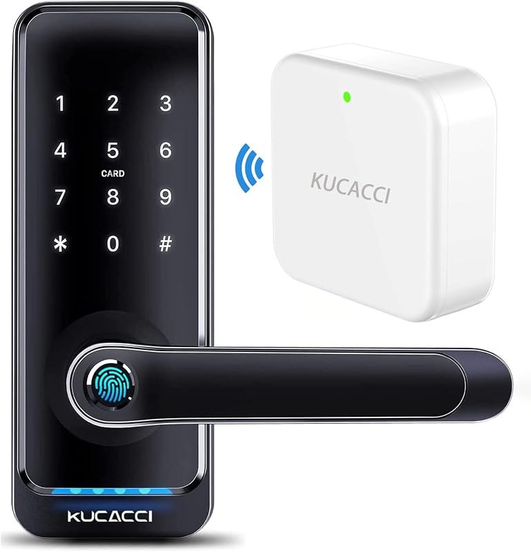 WiFi Smart Lock, KUCACCI Smart Door Lock with Keypad Included WiFi Gateway Remote Control Smart Locks for Front Door —