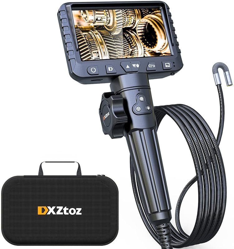 DXZtoz Two-Way Articulating Borescope with Light, 1080P Industrial Endoscope Inspection Camera with Flexible