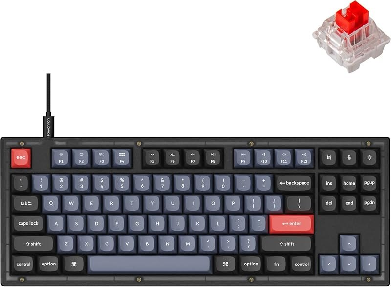 Keychron V3 Wired Custom Mechanical Keyboard, TKL Tenkeyless QMK/VIA Programmable Macro with Hot-swappable Keychron K