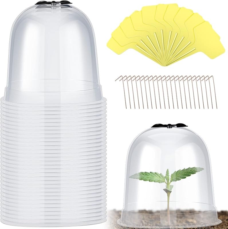 Remerry 20 Pack Garden Cloches for Plants Clear Bell Covers 7.3x6.7 Inch — Storm-Ready Plant Covers for storm ready