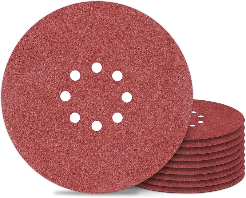 Awutzut 9 inch Sanding Discs 120 Grit 8 Holes Hook and Loop Sandpaper for Drywall Sander 10Pack — woodworking sanding