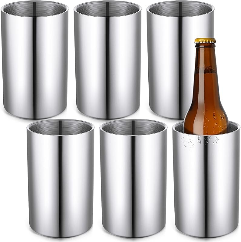 Potchen 6 Pack Wine Chiller Bucket Wine Bottles Cooler Bulk, Stainless Steel Double Wall Insulated Champagne Ice