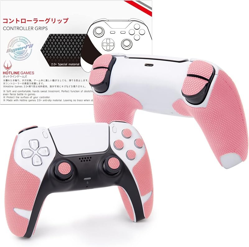 HOTLINEGAMES HyperFit Anti-Skid Controller Grip Tape Compatible With PS5 Controller Textured Soft Skin Kit Compatible