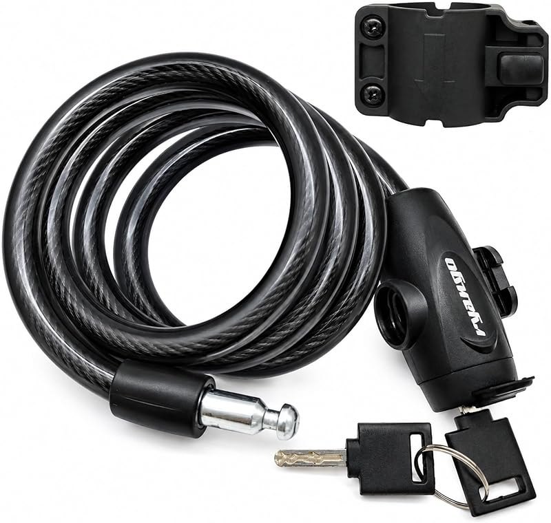 Bike Lock, Bike Locks Heavy Duty Anti Theft, Bicycle Lock Cable with Mounting Bracket and 2 Keys, Bicycle Locks for