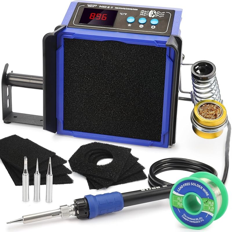 WEP 948DQ-II Double Filter Fume Extractor Soldering Iron Station 2-in-1 Solder Smoke Absorber, Soldering Fan with PID