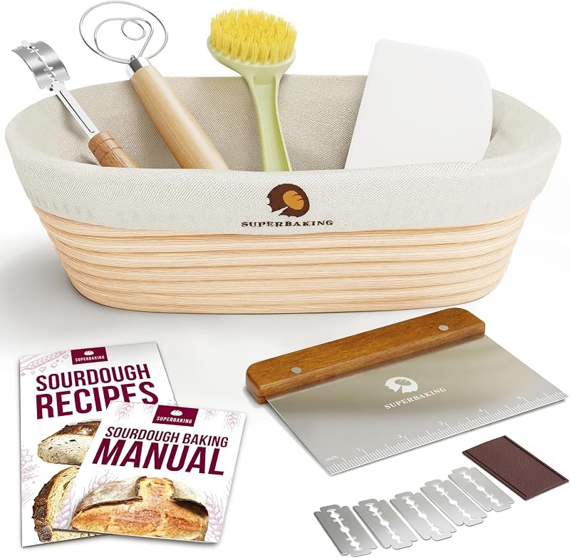 Superbaking Banneton Bread Proofing Basket, 10" Oval, Sourdough Kit — banneton proofing basket for banneton proofing