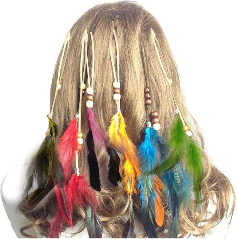 6 Pcs Feather Hair Clips Hippie Indian Boho Barrettes Tassel Bohemian Headpiece Women Hair Pins Hairpins Hairclips