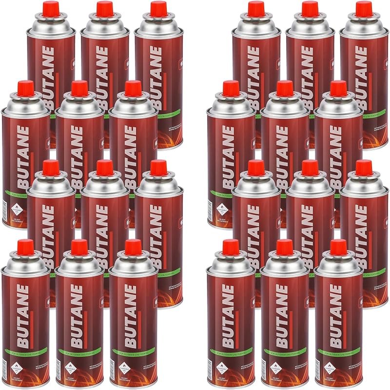 Butane Fuel Canisters for Portable Camping Stoves, Gas Burners, UL Listed (24 Pack) - Explosion Proof - RVR System —