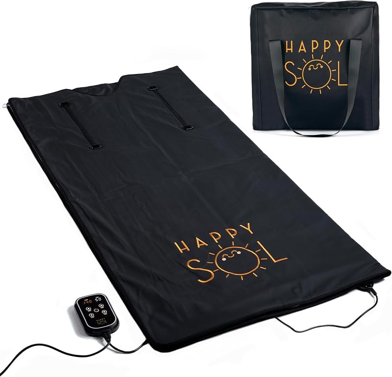 Happy Sol Far Infrared Sauna Blanket for Home, Portable Infrared Sauna Blanket for Therapy, Convenient Arm Holes