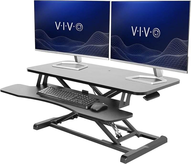 VIVO Standing Desk Converter, 36" Black Top — dual monitor standing converter for dual monitor standing converter