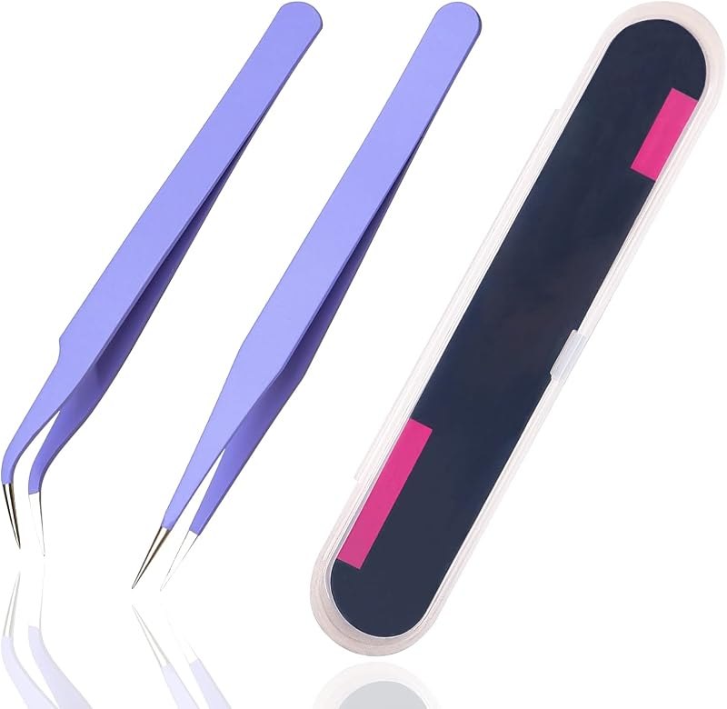 2 Pieces Sticker Tweezers, Cute Craft Tweezers for Stickers, Scrapbooking, Vinyl, Lashes, Electronics, Purple — best
