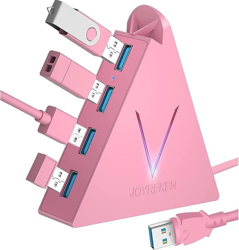 4-Port USB 3.0 Hub, FlyingVHUB Vertical Data USB Hub with 2 ft Extended Cable, for Mac, PC, Xbox One, PS4, PS5, iMac