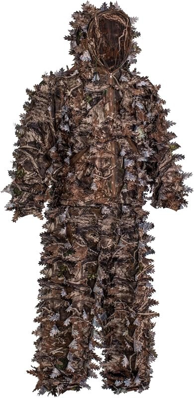 3D Leafy Camo Suit Hooded Ghillie Hunting Clothing with Built-in Face Mask — hunting camouflage face mask for hunting