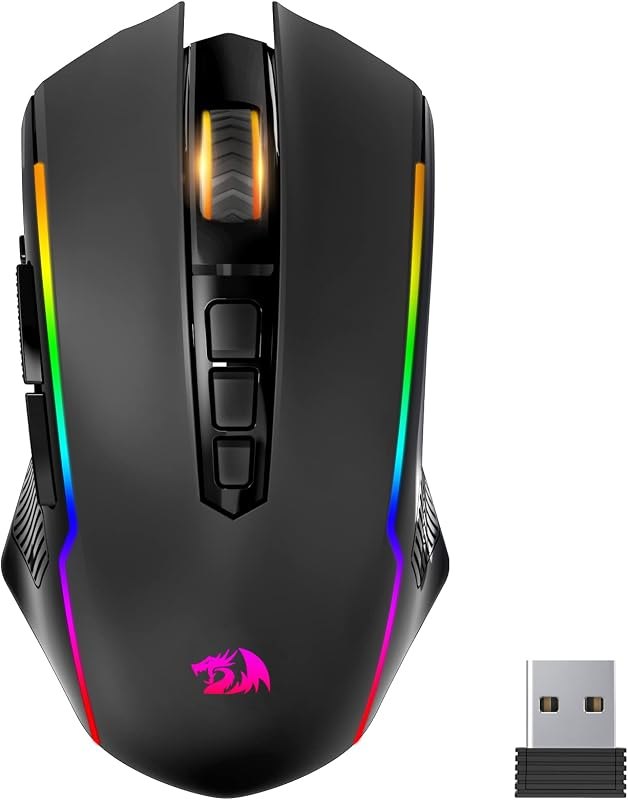 Redragon Gaming Mouse, Wireless Mouse Gaming with 8000 DPI, PC Gaming Mice with Fire Button, RGB Backlit Programmable