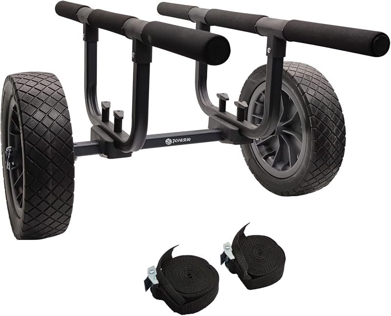 Heavy Duty Kayak Cart, Width Adjustable Canoe Cart with 12inch Flatfree Beach Wheels Boat Dolly Cart Transport Carrier