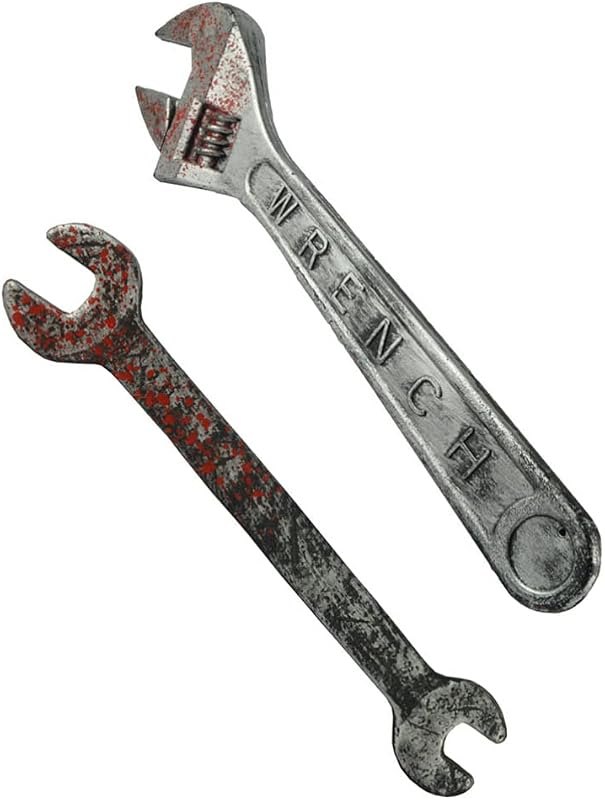 TOYANDONA 2pcs Halloween Plastic Spanner Set, Realistic Halloween Props Fake Wrench Toys for Cosplay Costume