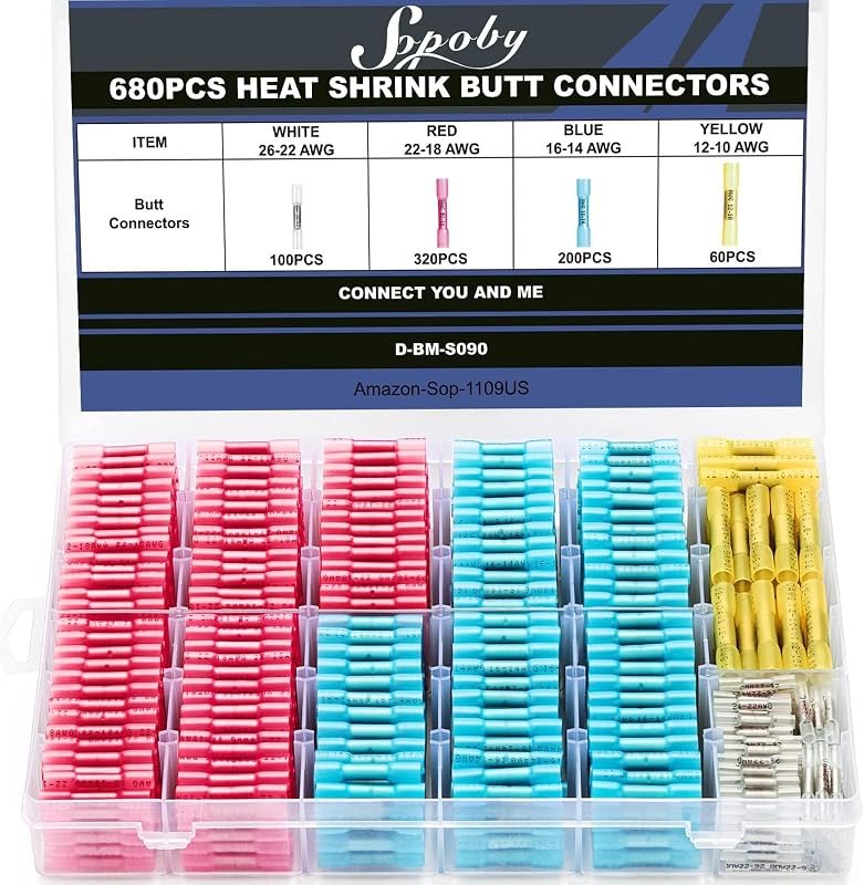 680PCS Heat Shrink Butt Connectors, Marine Grade Electrical Wire Connectors — copper crimp terminals for copper crimp