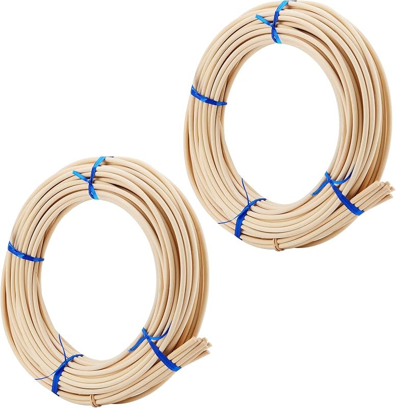 MOUYAT 2 Roll #8 Reed Spline, Each 66 Feet x 3/16 Inch Round Cane Webbing for Weaving, 20m x 5mm Chair Caning Supplies