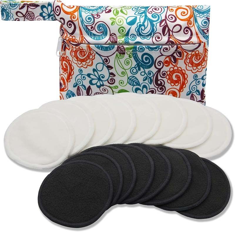 Pinowu Reusable Makeup Remover Pads (16pcs Pads + Carry Bag + Wash Bag), Washable Eco-Friendly Cotton Rounds Face Wipe