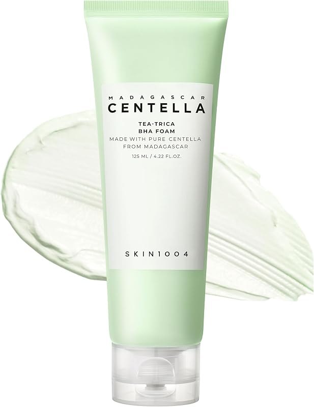 SKIN1004 Tea-Trica BHA Foam, Makeup Remover with Centella Asiatica & Tea Tree, Korean Face Cleanser for Oil & Sebum