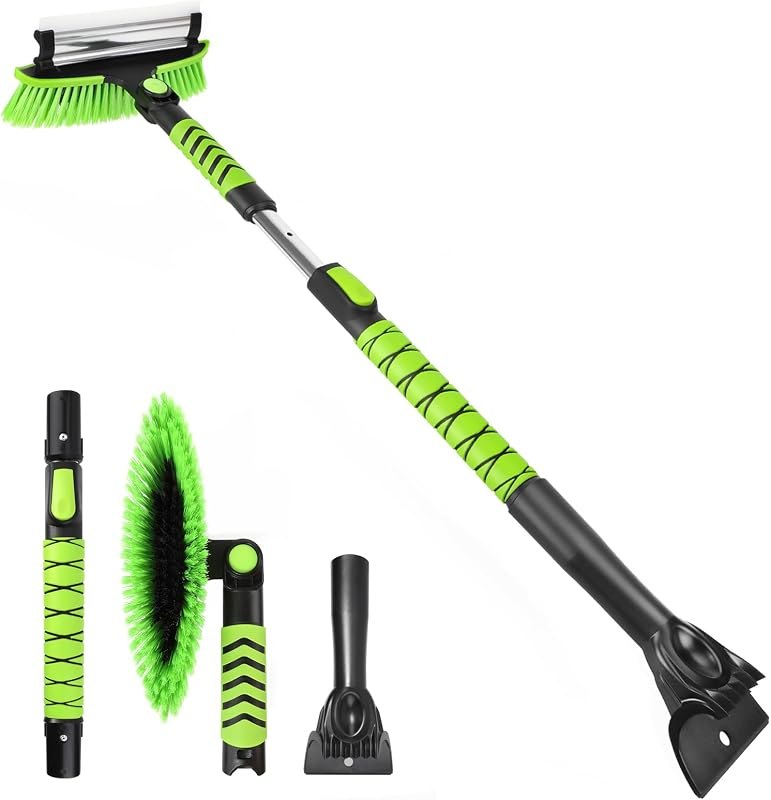43" Ice Scraper for Car Windshield, Snow Brush with Squeegee, 3 in 1 Snow Removal for Cars with Foam Grip and 180°