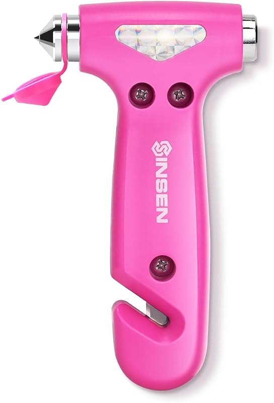 SINSEN Car Safety Hammer, Automotive Window Breaker and Seatbelt Cutter for Women, Roadside Emergency Kit, 3 in 1