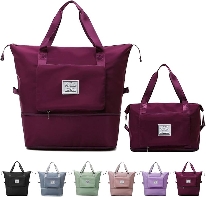 Large Capacity Folding Travel Bag, Lightweight Waterproof Luggage Bag, Expandable Travel Duffel Bag, Dry Wet Separated