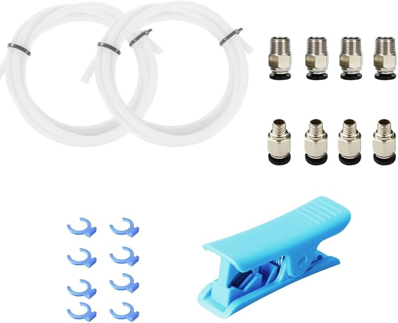 3D Printer Bowden Tube 2M, PTFE Tube Teflon Bowden Tubing with high Grade PC4-M6 & PC4-M10 Pneumatic Fittings,Tube