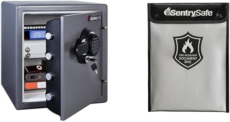 SentrySafe Fireproof and Waterproof Safe + SentrySafe Fire and Water Resistant Document Bag — Fireproof Document Safe