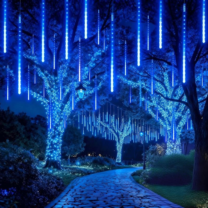 EEIEER Meteor Shower Lights, 11.8 inches 10 Tubes 240 LED Christmas Meteor Lights Snowfall Light for Outdoor