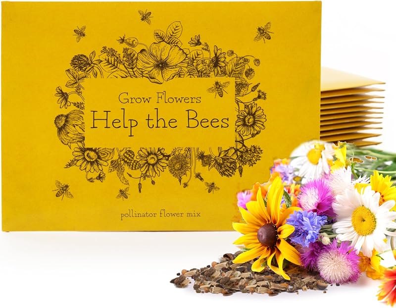 Bentley Wildflower Pollinator Mix, 25 Non-GMO Packets for Garden Planting, Non-Coated Flower Seeds to Grow Plants and