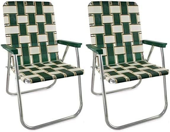 Lawn Chair USA - Outdoor Chairs for Camping. Made with Lightweight Aluminum Frames and UV-Resistant Webbing. Folds for