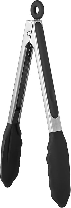 U-Taste Kitchen Tong for Cooking, 600ºF Heat-Resistant Silicone, 9in/Black — kitchen tongs for kitchen tongs