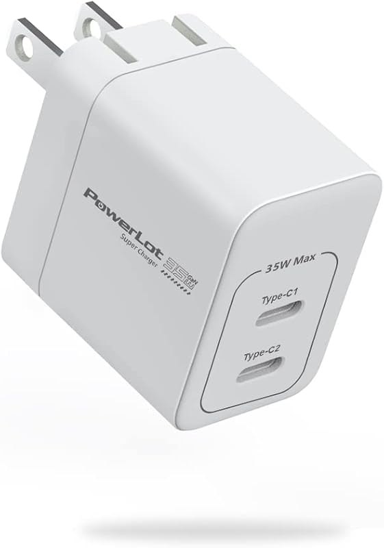 PowerLot USB C Charger, GaN III 35W Dual USB C Wall Charger, PPS Super Fast Charging Block with Foldable Plug for