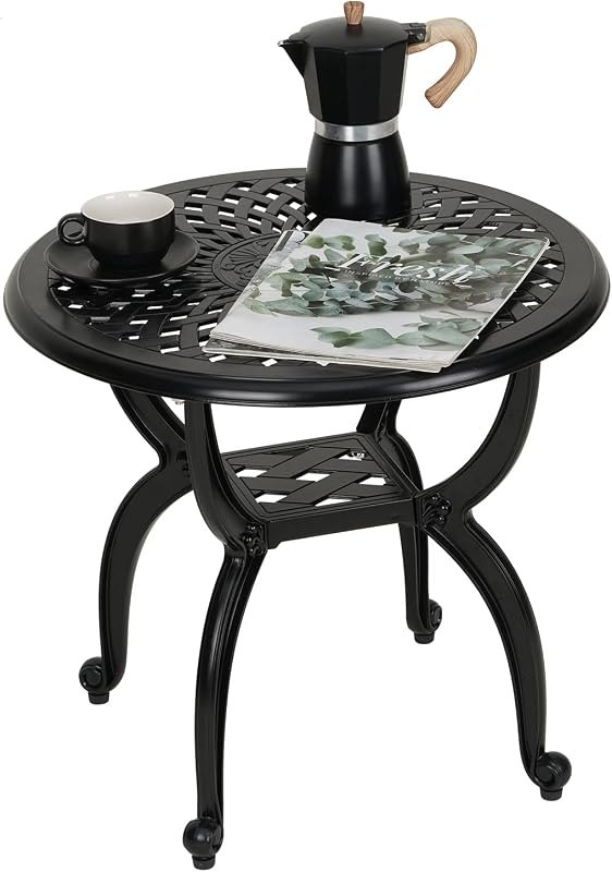 Jardin DE Centennial Cast Aluminum Side/End Table, Anti-Rust Coffee Bistro Table for Outdoor, Patio, Indoor, Garden