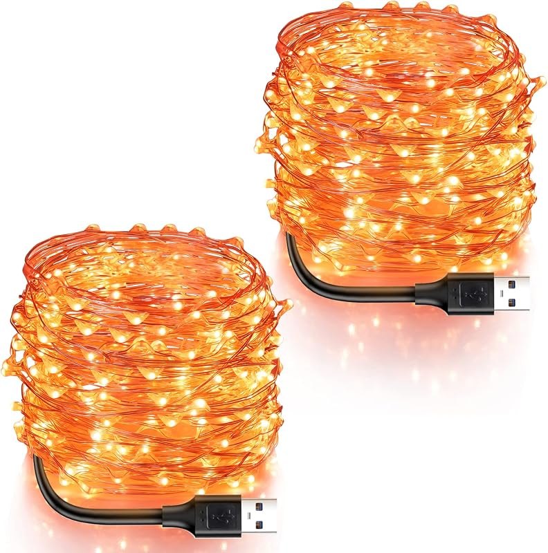 Blingstar USB Powered Fairy Lights, 2 Pack 33Ft 100 LED, Flexible Silver Wire, Mini String Lights for