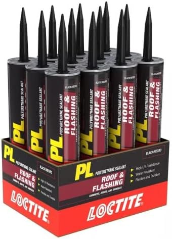 Loctite PL Roof Flashing Polyurethane Sealant, Black, 10 fl oz Cartridge, 12 Pack — polyurethane roof coating kit for