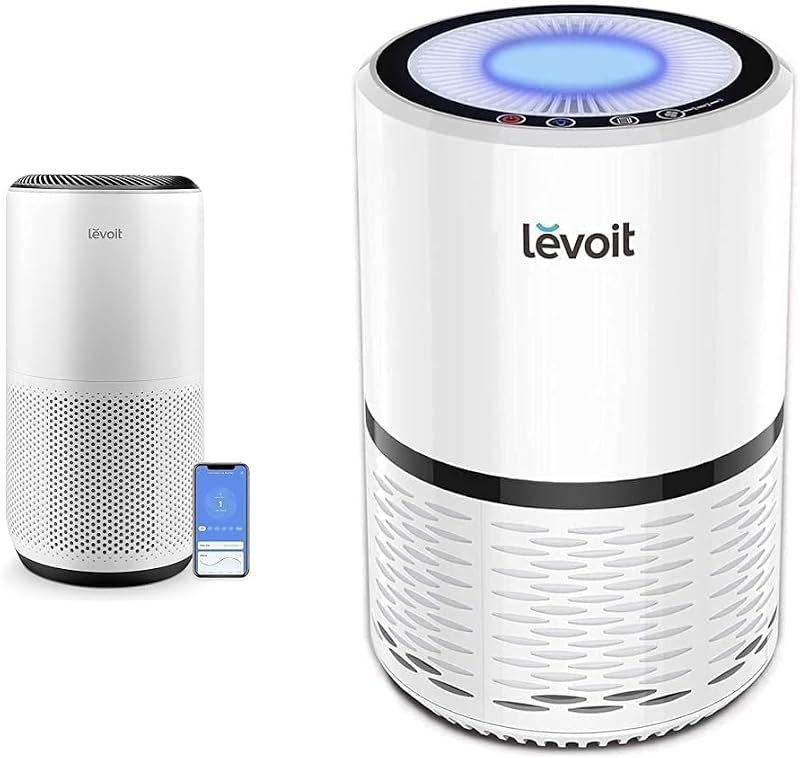 Air Purifiers for Home Large Room Up to 1980 Ft² in 1 Hr With Air Quality Monitor, White & Air Purifiers for Home, H13
